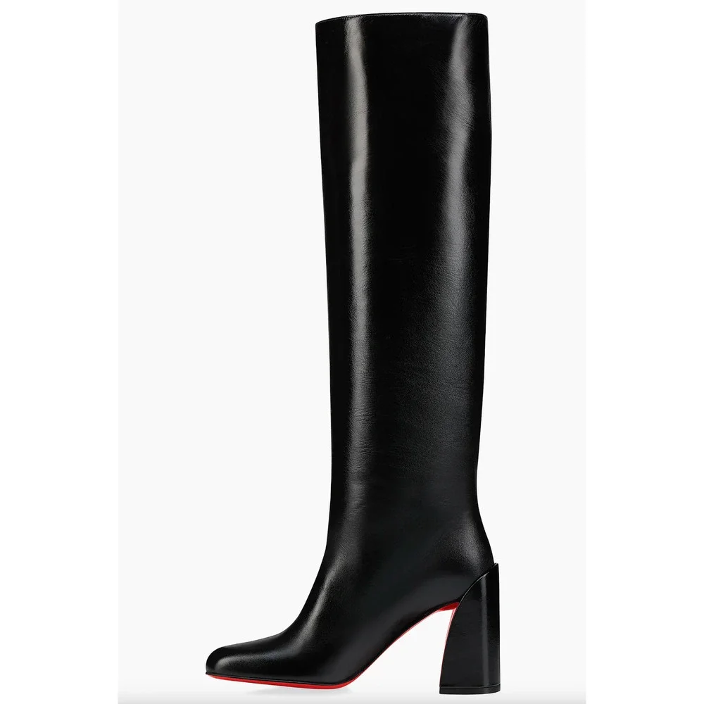 Christian Louboutin Janitta 85 Black Leather Knee High Block Heel Boot 40 - Picture 16 of 16
